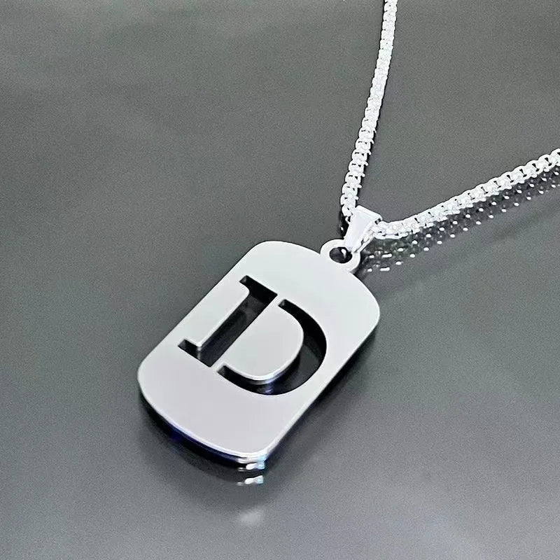 Stainless steel Men Women Pendant Necklace Hollow 26 Mother Without Plating Design  Style Hip Hop Chain for Daily Wear and Gift