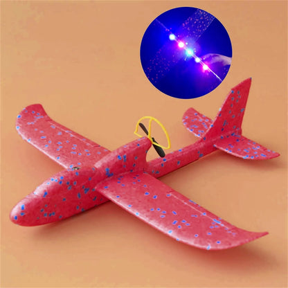 Electric Foam Plane Glider Hand Throw Airplane with LED Light Automatic Flight Planes Outdoor Kids Toys for Children Boys Gifts