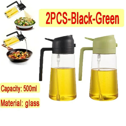 Dual Purpose Glass Oil Bottle Kitchen Spray Oil Sprayer Bottle Kitchen Oils Spray Can Leakproof Oil Spray Bottle Household