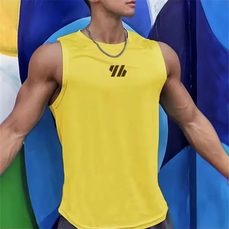 2025 newest Summer Gym Vest High Quality mesh Shirt Sleeveless T-shirts Men Tank Tops running Fitness Sports Vest men Clothing