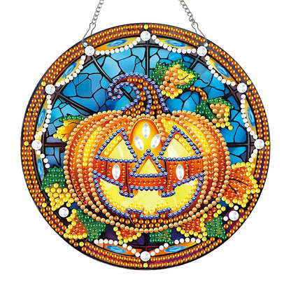 Special Shape Halloween Pumpkin Carriage 5D DIY Diamond Painting Dots Pendant Rhinestone Diamond Art Pendants for Wall Window