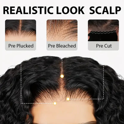 Short Bob Glueless Wigs Deep Wave Glueless Human Hair Ready To Wear 180% Pre Cut Lace 4x4 13x4 Culry Lace Front Human Hair Black