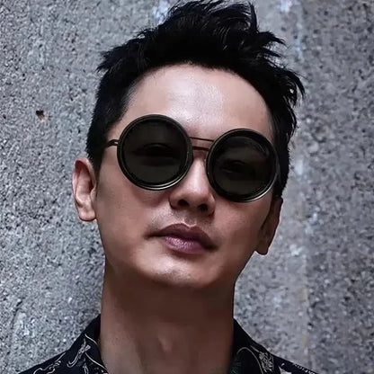 ND9 adjustable dimming sunglasses Retro Punk round men's outdoor fishing UV400 polarized driving sunglasses