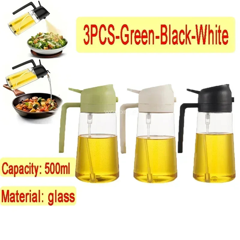 Dual Purpose Glass Oil Bottle Kitchen Spray Oil Sprayer Bottle Kitchen Oils Spray Can Leakproof Oil Spray Bottle Household