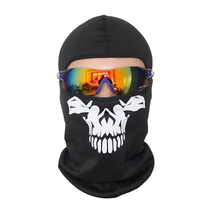 Bicycle Balaclava Full Face Mask Skull Print Motorcycle Full Face Mask Windproof Skiing Head Neck Warmer Bicycle Helmet Liner