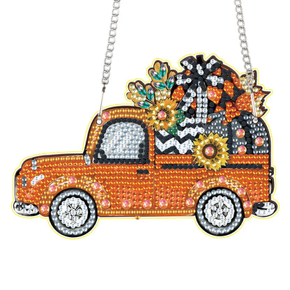 Special Shape Halloween Pumpkin Carriage 5D DIY Diamond Painting Dots Pendant Rhinestone Diamond Art Pendants for Wall Window