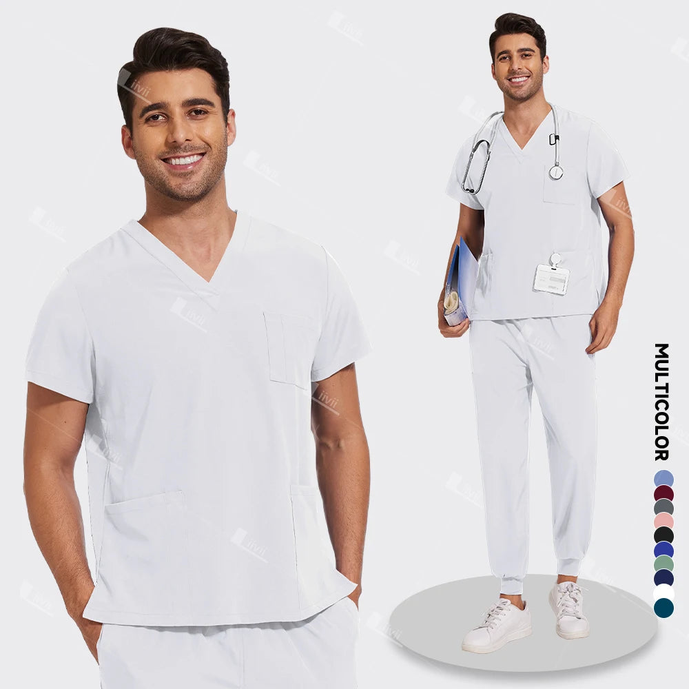 New Lightweight Anti-wrinkle Surgical Uniform Woman Men Medical Nurse Scrub Set Soft Breathable Jogger Nursing Clinical Workwear