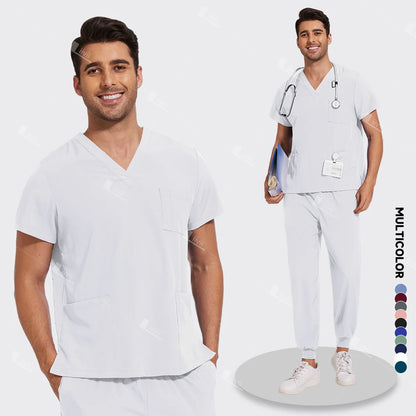 New Lightweight Anti-wrinkle Surgical Uniform Woman Men Medical Nurse Scrub Set Soft Breathable Jogger Nursing Clinical Workwear