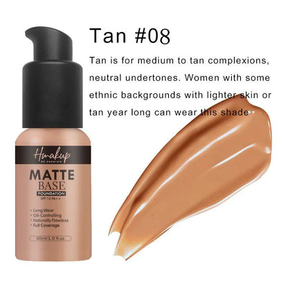 30ml 6 Colors Matte Liquid Foundation Oil Control Waterproof Lasting Full Coverage Facial Natural Concealer Base Makeup Cosmetic