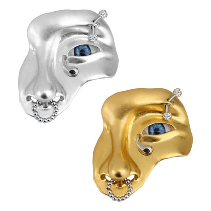 Vintage Half Face Brooch Lapel Pin Simple Sweater Brooches Orcs Mask Exaggerated Alloy Pin Jewelry for Women Man