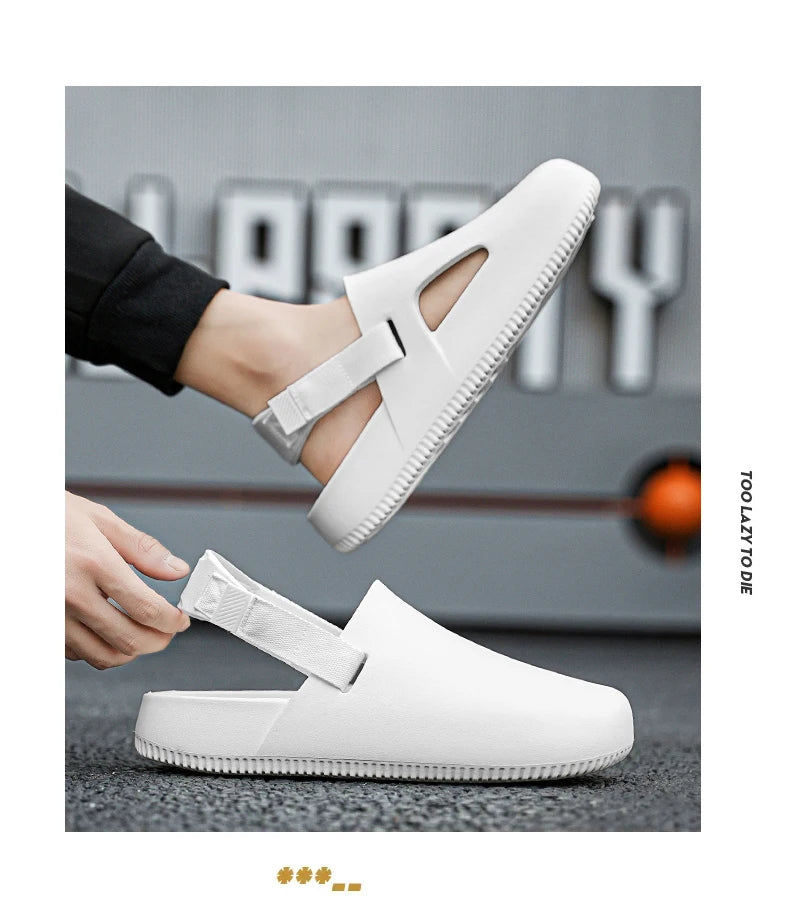 Summers Clogs Man Slippers Men Flat Mules Beach Sandals Quick Drying Water Shoes Work Casual Garden Lightweight Slippers