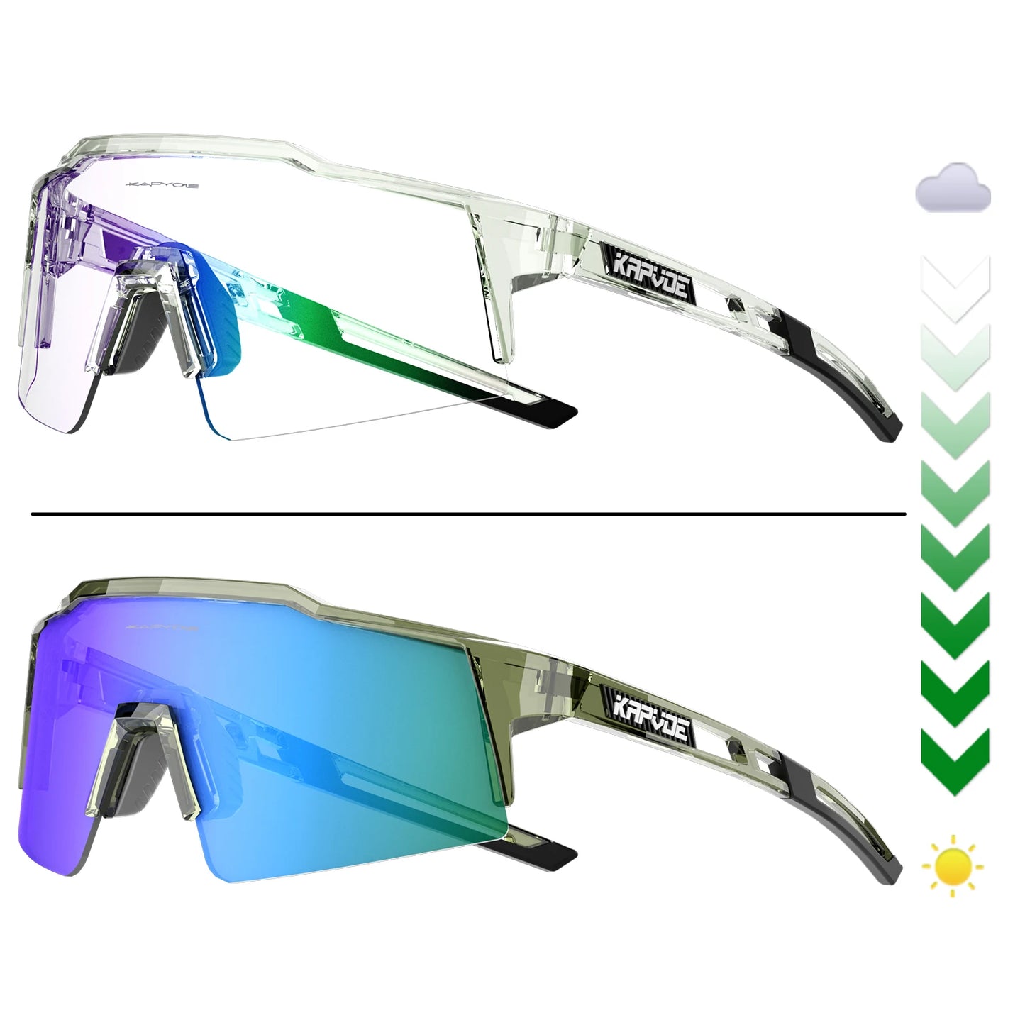 Kapvoe Photochromic Cycling Sunglasses for Men Women Bike Glasses Riding Driving UV400 Mountain Bicycle Goggles Eyewear Sports