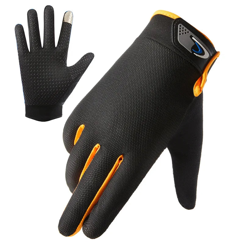 Summer Men Fishing Gloves Women Two Finger Cut Male Touchscreen Angling Anti-Slip Sun-Proof Breathable Cycling Fitness Gloves