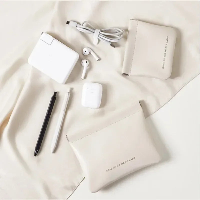 New Simple Mini PU Leather Lipstick Makeup Storage Bag Women Square Small Cosmetic Pouch Portable Make Up Key Organizer Bags