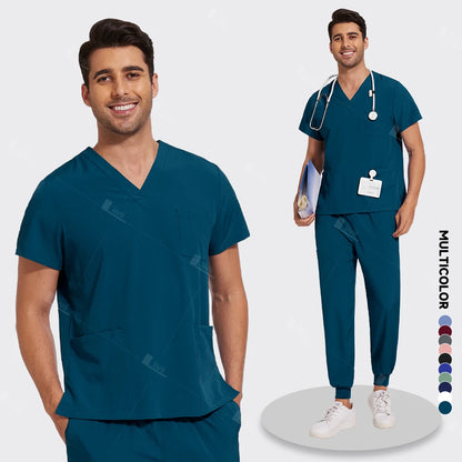 New Lightweight Anti-wrinkle Surgical Uniform Woman Men Medical Nurse Scrub Set Soft Breathable Jogger Nursing Clinical Workwear