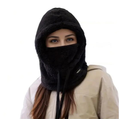 Women 3 in 1 Winter Thickened Beanie Warm Hat Scarf Facewear Set for Outdoor Riding Snowboarding Ski Windproof Cold Proof Caps