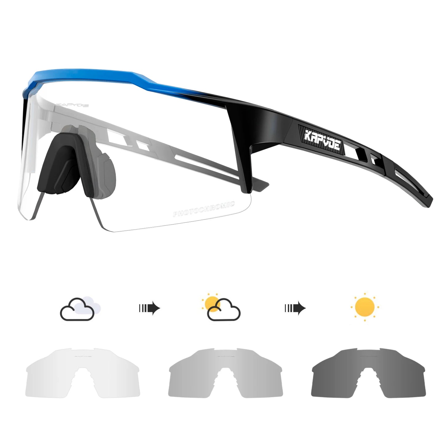 Kapvoe Photochromic Cycling Sunglasses for Men Women Bike Glasses Riding Driving UV400 Mountain Bicycle Goggles Eyewear Sports