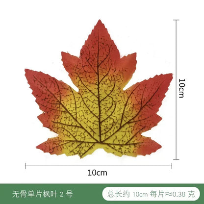 50pcs Artificial Maple Leaf Halloween Harvest Festival Home Decoration Boneless Feel Red Single Piece Artificial Maple Leaf