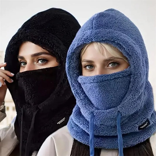 Women 3 in 1 Winter Thickened Beanie Warm Hat Scarf Facewear Set for Outdoor Riding Snowboarding Ski Windproof Cold Proof Caps