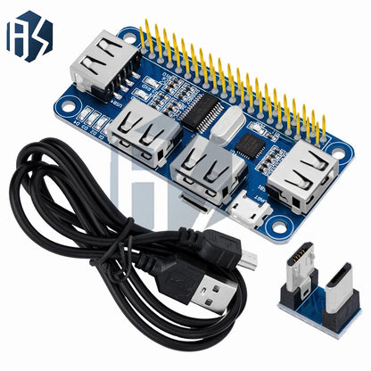 4 Ports USB HUB HAT For Raspberry Pi 3 / 2 / Zero W Extension Board USB To UART For Serial Debugging Compatible With USB2.0/1.0