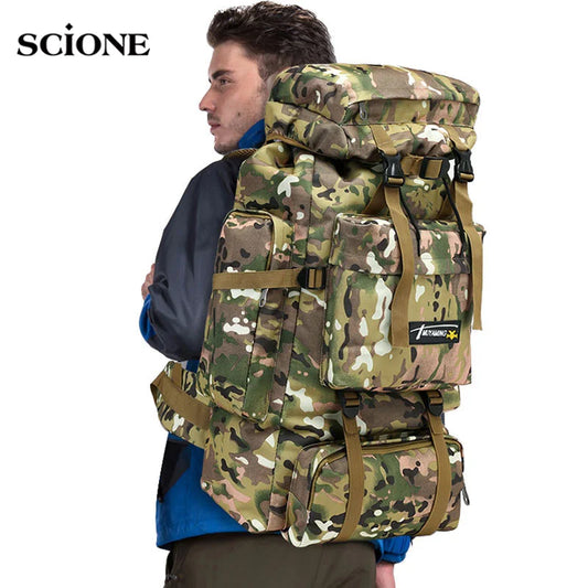 70L Tactical Camping Bag Backpack Mountaineering For Men Travel Outdoor Sport Molle Rucksack Hunting Shoulder Luggage Large Bag