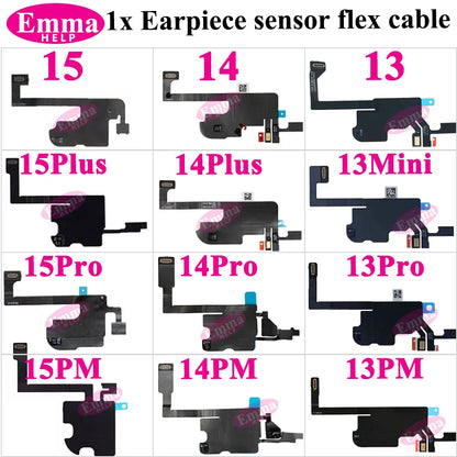 Original Earpiece Sensor Proximity Flex Cable Light for iPhone 13 Pro Max 15 14 Plus Mini Mic Ear Speaker Microphone Repacement