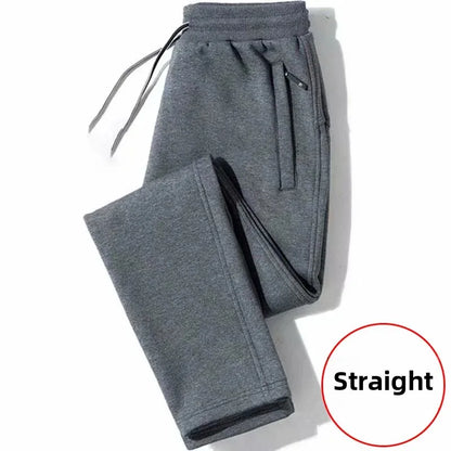 Men's Loose-Fit Fleece-Lined Long Casual Pants Autumn/Winter 2024 Spring/Autumn Korean Style Straight-Leg Pants For Youth