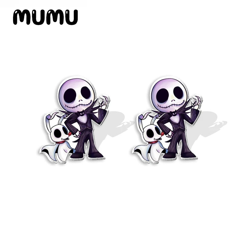 2024 New Nightmare Before Christmas Stud Earring Halloween Epoxy Jewelry Resin Acrylic Earrings Handmade Gifts Girl