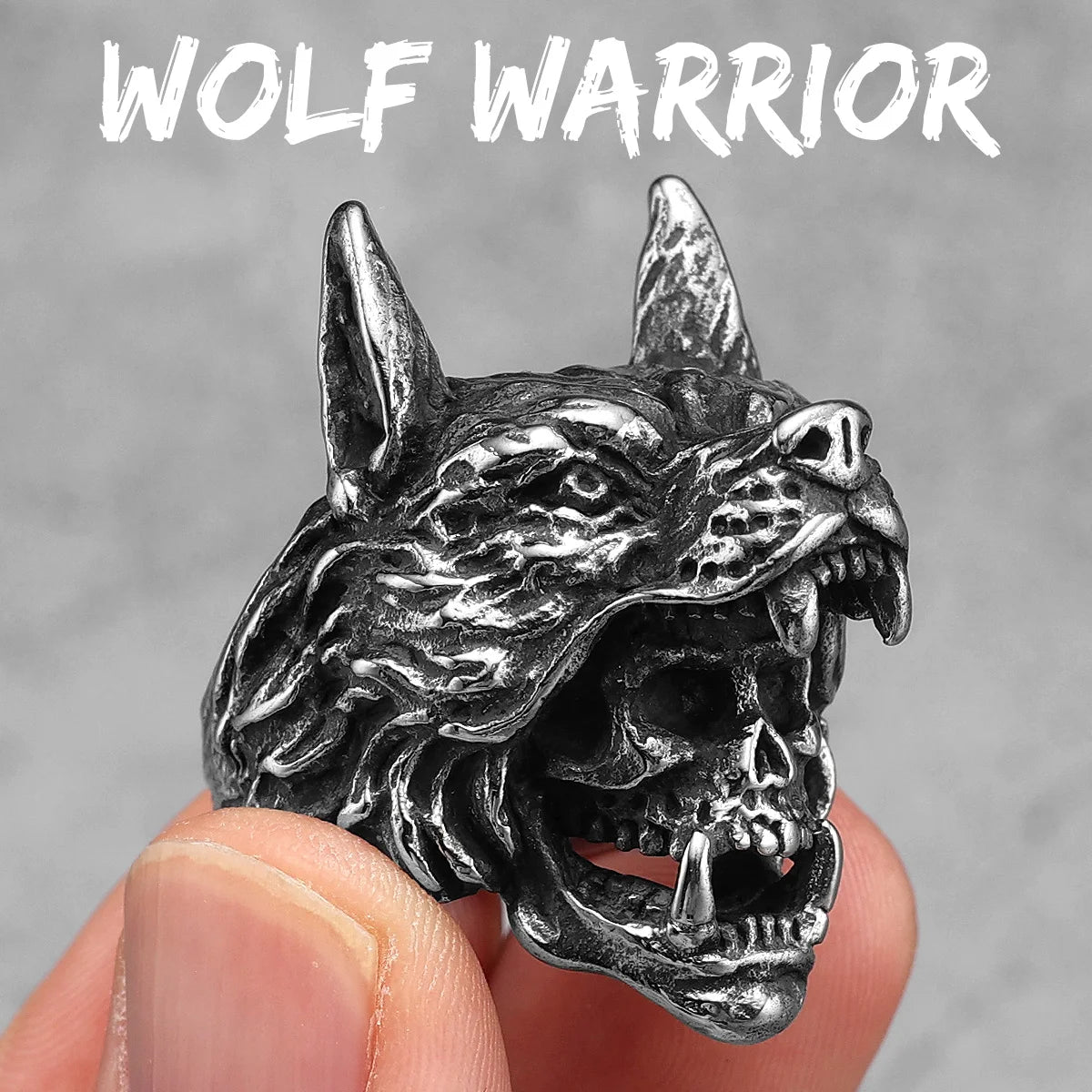 Stainless Steel Men Rings Viking Wolf Animal Skull Punk For Women Biker Fashion Jewelry Halloween Creativity Gift Wholesale