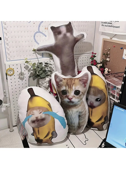 Customized Pet Photo Plush Pillow - Personalized Dog, Cat, and Animal Shapes, Suitable for Birthday, Valentine's Day, Halloween