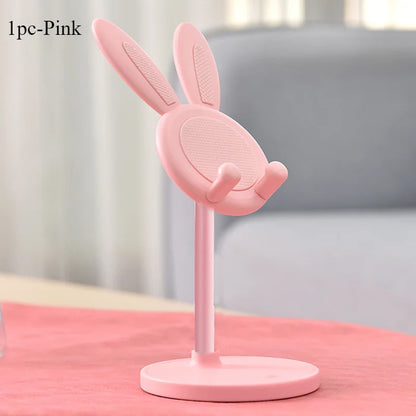 O suporte de telefone móvel de coelho fofo pode levantar e ajustar os acessórios do telefone de mesa suporte de telefone aperto do telefone