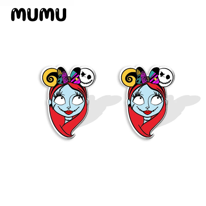 2024 New Nightmare Before Christmas Stud Earring Halloween Epoxy Jewelry Resin Acrylic Earrings Handmade Gifts Girl