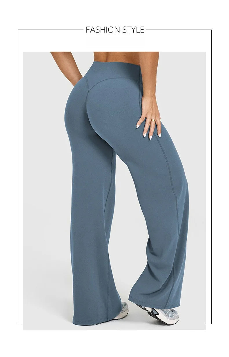 STOUREG Sport Trousers Straight-Leg Pants Ultra Soft Butter Fabric Women's Mid-Waist Yoga Pants GYM Naked Feel Pilates Running