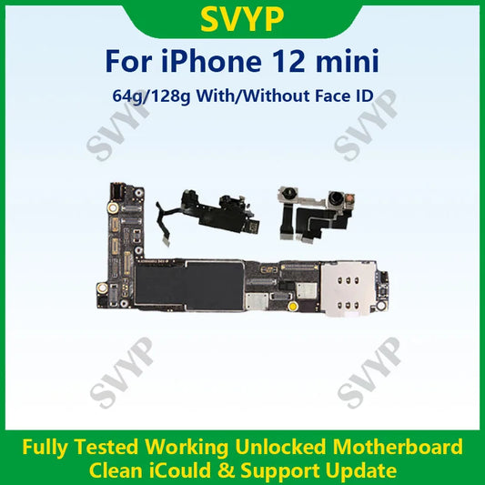 Unlocked Mainboard Fully Tested 100% Working Motherboard Compatible With 12 Mini With Face ID Cleaned iCloud And Support Update