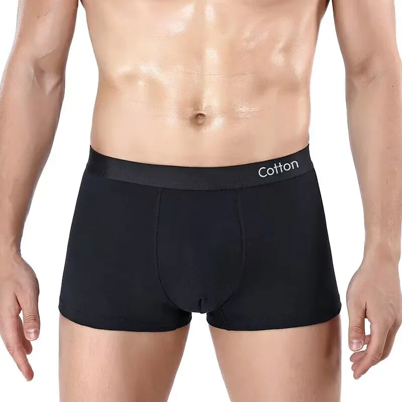 Men's Boxers Cotton Comfort Briefs Underwear Black Gray L XL XXL XXXL Breathable Fashion Fitness Sports