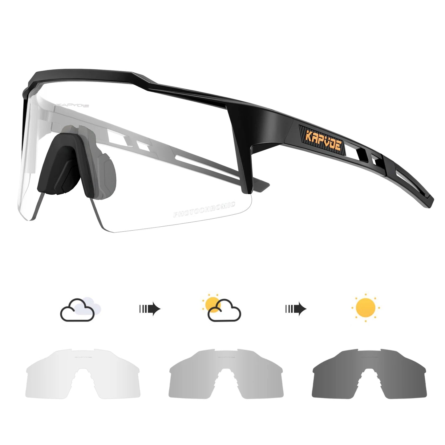 Kapvoe Photochromic Cycling Sunglasses for Men Women Bike Glasses Riding Driving UV400 Mountain Bicycle Goggles Eyewear Sports