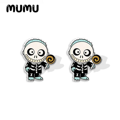 2024 New Nightmare Before Christmas Stud Earring Halloween Epoxy Jewelry Resin Acrylic Earrings Handmade Gifts Girl