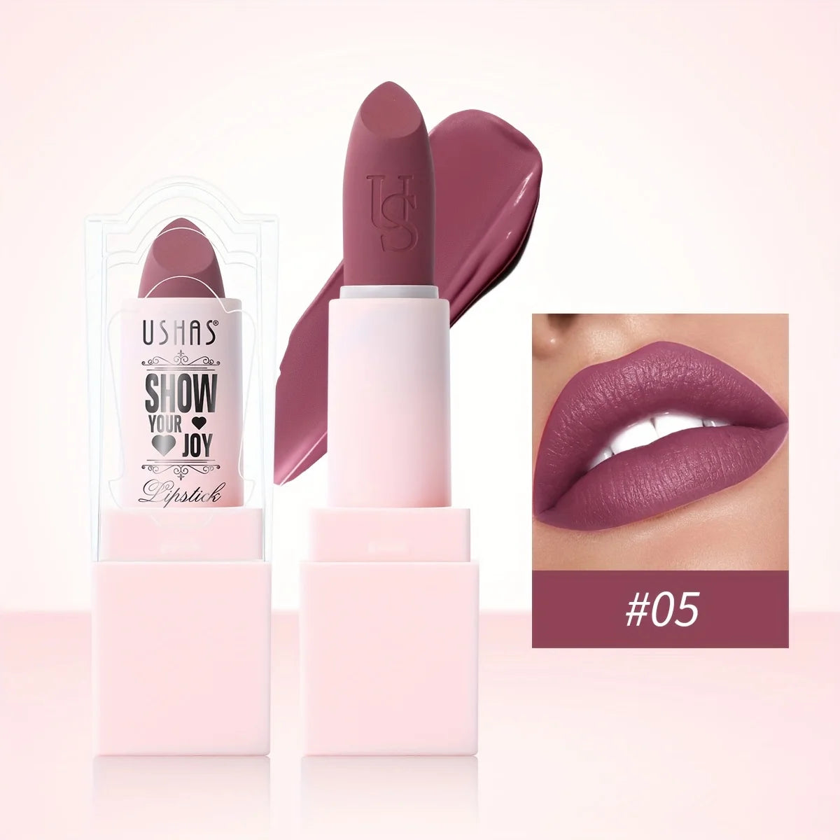 USHAS Purple Matte Lipstick Long Lasting Waterproof 6 Color Lipsticks Sexy Nude Velvet Halloween Brown Moisturizing Lip Makeup