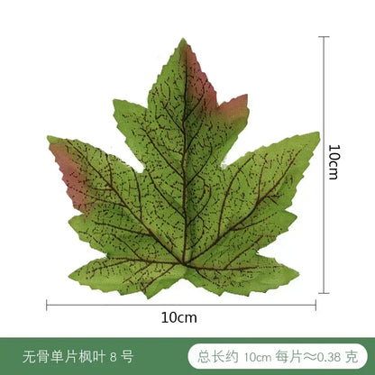 50pcs Artificial Maple Leaf Halloween Harvest Festival Home Decoration Boneless Feel Red Single Piece Artificial Maple Leaf