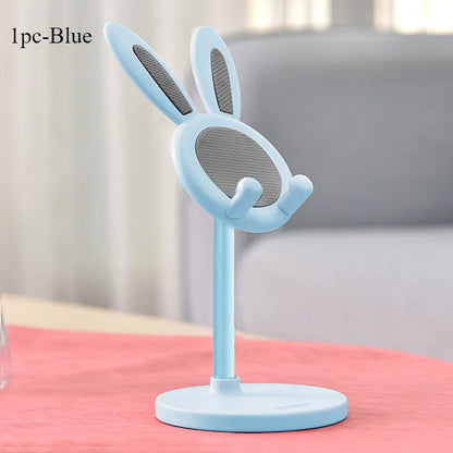 O suporte de telefone móvel de coelho fofo pode levantar e ajustar os acessórios do telefone de mesa suporte de telefone aperto do telefone