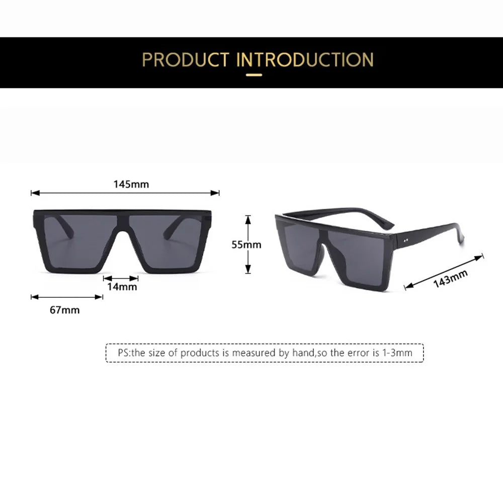 Classic White Gradient Square Sunglasses Women Fashion Retro Night Vision Drivers Goggle Men Big Frame Travel Cycling Eyewear