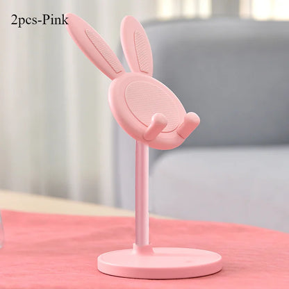 O suporte de telefone móvel de coelho fofo pode levantar e ajustar os acessórios do telefone de mesa suporte de telefone aperto do telefone