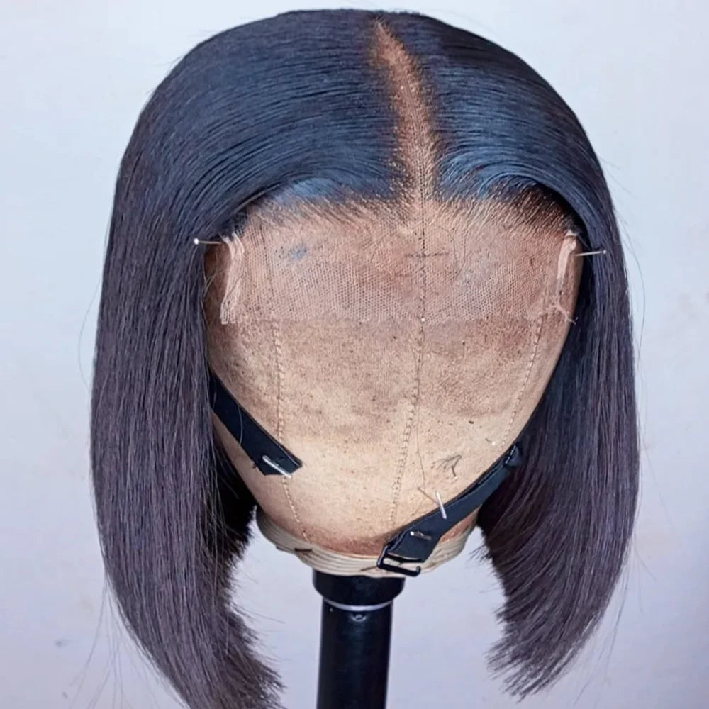 100% Human Hair Wig Glueless Braided Closure Hd Lace Frontal Wig Pre Cut Vietnamese Straight Short Bob Lace Front Wig for Women