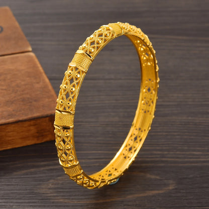 Bangrui 24K Dubai Gold Color Wedding Jewelry For Women Men Saudi Arab Bracelet&Bangles