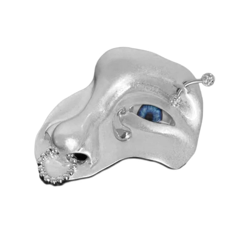 Vintage Half Face Brooch Lapel Pin Simple Sweater Brooches Orcs Mask Exaggerated Alloy Pin Jewelry for Women Man