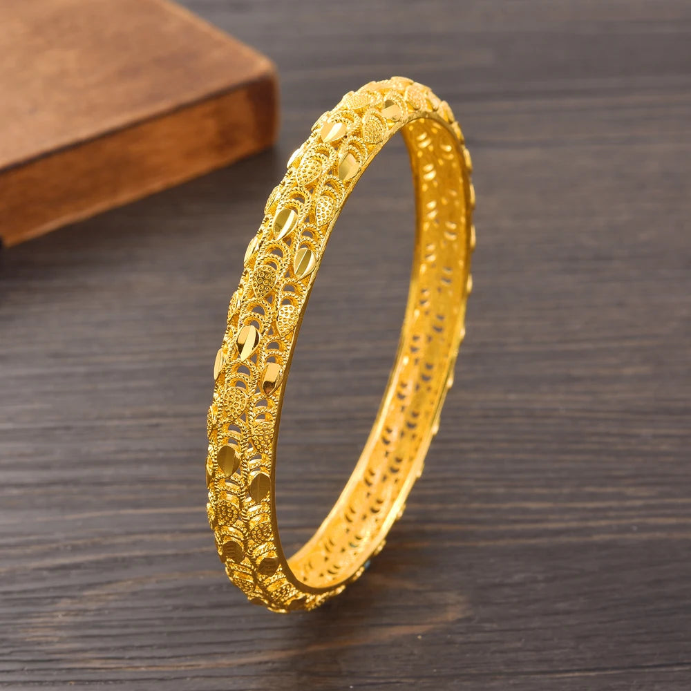 Bangrui 24K Dubai Gold Color Wedding Jewelry For Women Men Saudi Arab Bracelet&Bangles