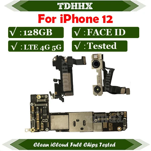 CleaniCloud Full Working Well Mainboard for iPhone 12Pro / 12 Pro MAX Motherboard with Face ID OK Main Logic Board 12Mini