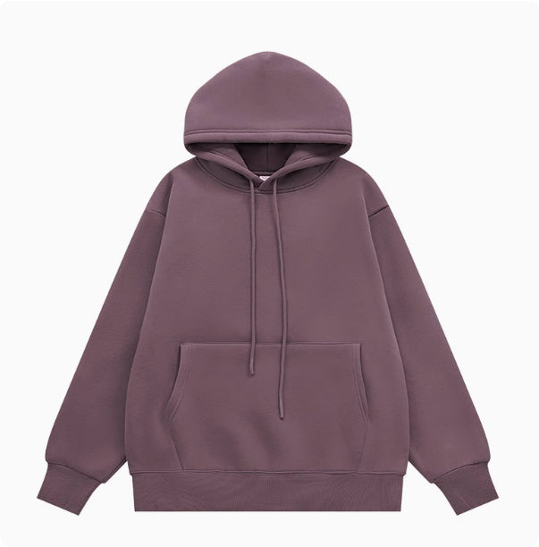American Street Solid Color Fleece Hoodie for Men and Women