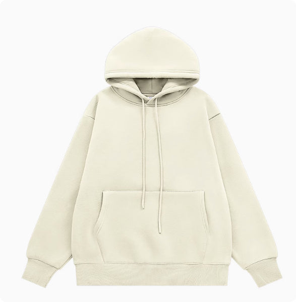 American Street Solid Color Fleece Hoodie for Men and Women