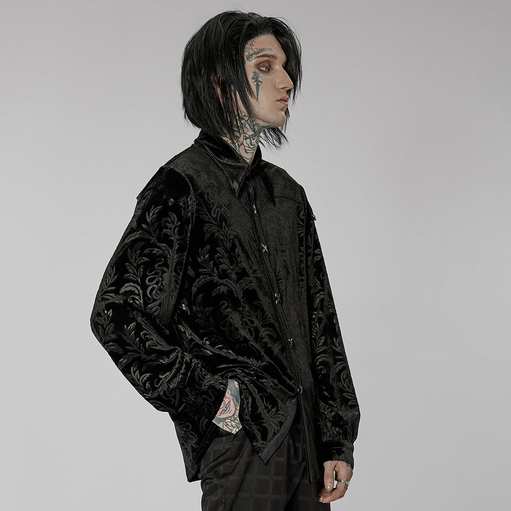 Gothic Court College Style Velvet Men's Shirt